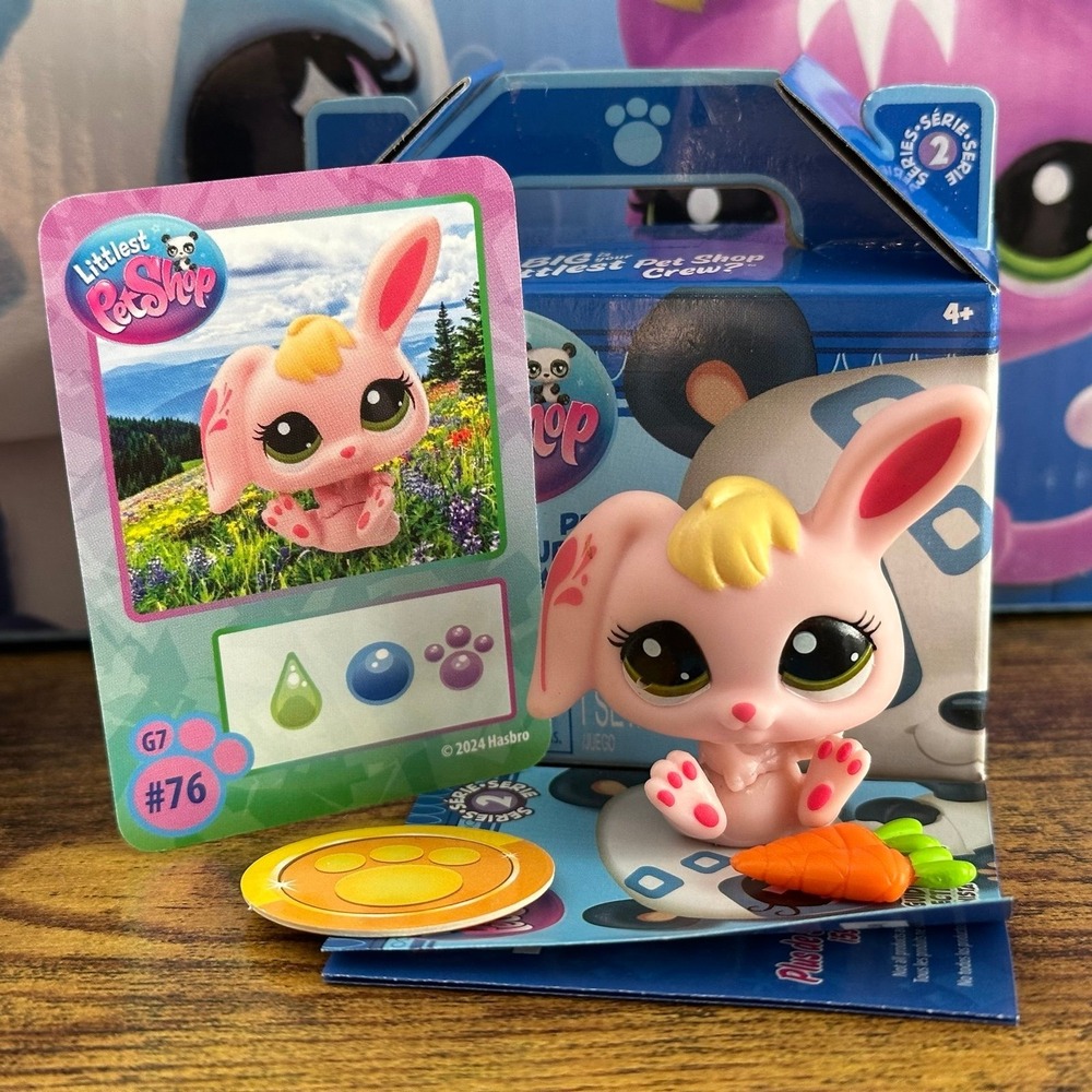 New NIB Littlest Pet Shop LPS 76 Bunny Rabbit Pink Yellow Accessory Card Box Set